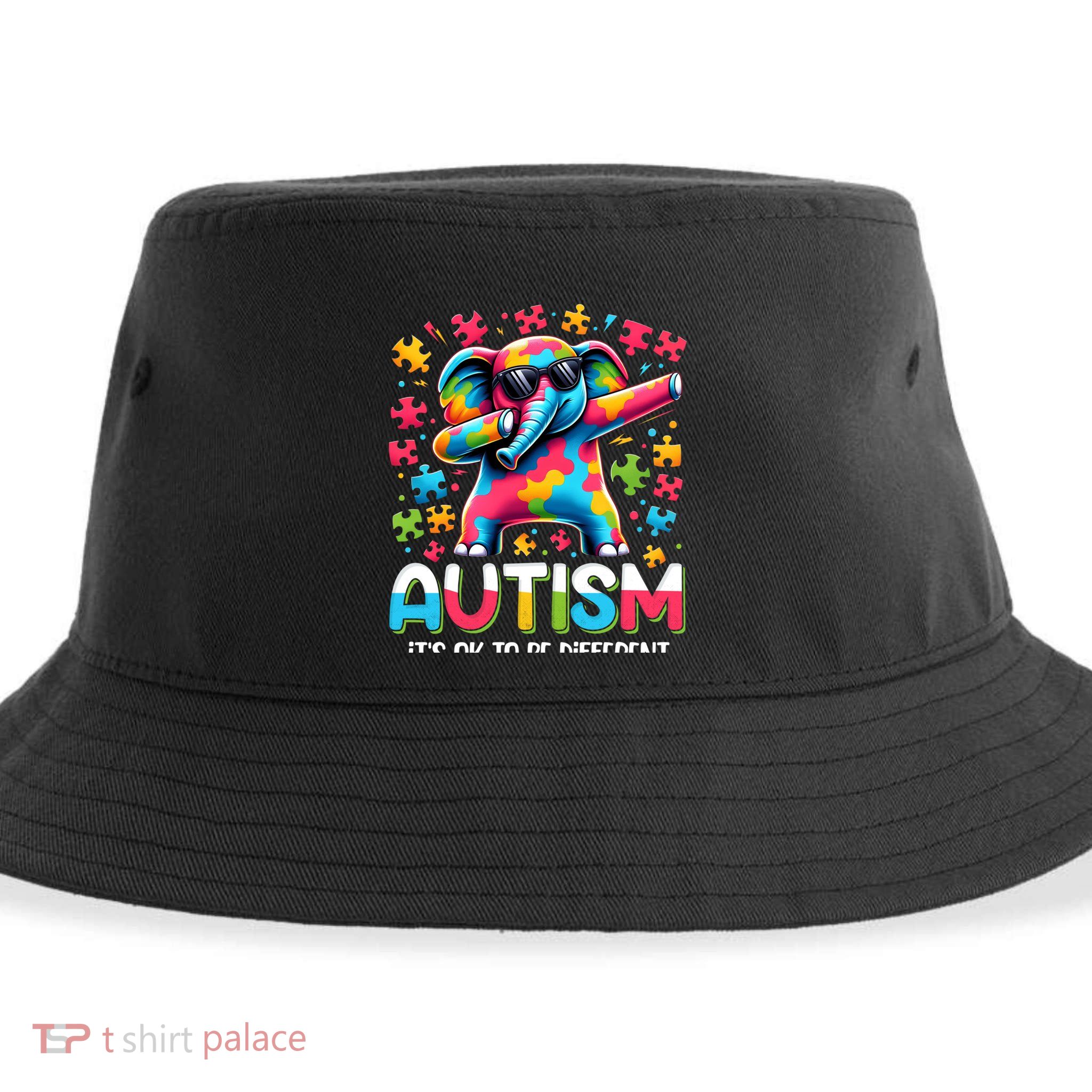 It’S Ok To Be Different Autism Awareness Dabbing Elephant Cute Gift Sustainable Bucket Hat