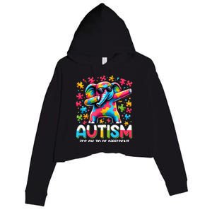 It’S Ok To Be Different Autism Awareness Dabbing Elephant Cute Gift Crop Fleece Hoodie