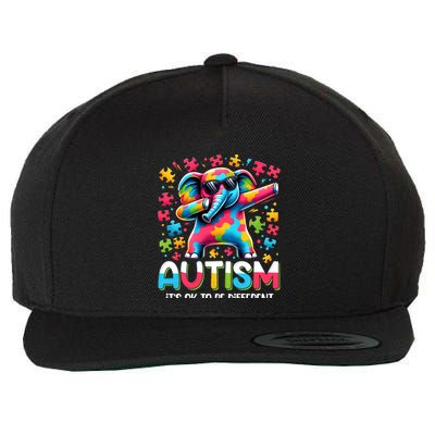 It’S Ok To Be Different Autism Awareness Dabbing Elephant Cute Gift Wool Snapback Cap