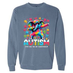 It’S Ok To Be Different Autism Awareness Dabbing Elephant Cute Gift Garment-Dyed Sweatshirt