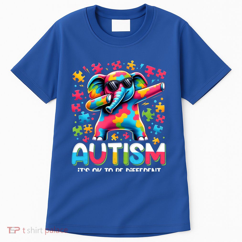 It’S Ok To Be Different Autism Awareness Dabbing Elephant Cute Gift Tall T-Shirt