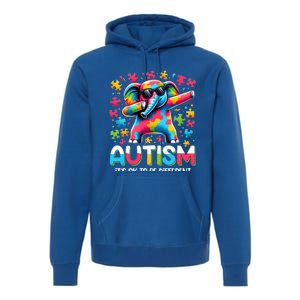 It’S Ok To Be Different Autism Awareness Dabbing Elephant Cute Gift Premium Hoodie