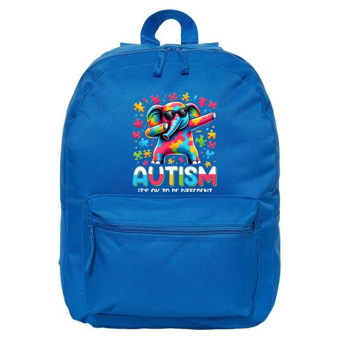 It’S Ok To Be Different Autism Awareness Dabbing Elephant Cute Gift 16 in Basic Backpack