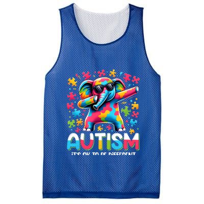 It’S Ok To Be Different Autism Awareness Dabbing Elephant Cute Gift Mesh Reversible Basketball Jersey Tank