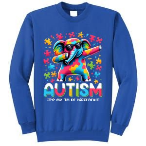 It’S Ok To Be Different Autism Awareness Dabbing Elephant Cute Gift Tall Sweatshirt