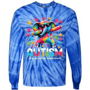 It’S Ok To Be Different Autism Awareness Dabbing Elephant Cute Gift Tie-Dye Long Sleeve Shirt