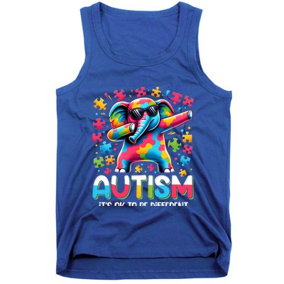 It’S Ok To Be Different Autism Awareness Dabbing Elephant Cute Gift Tank Top