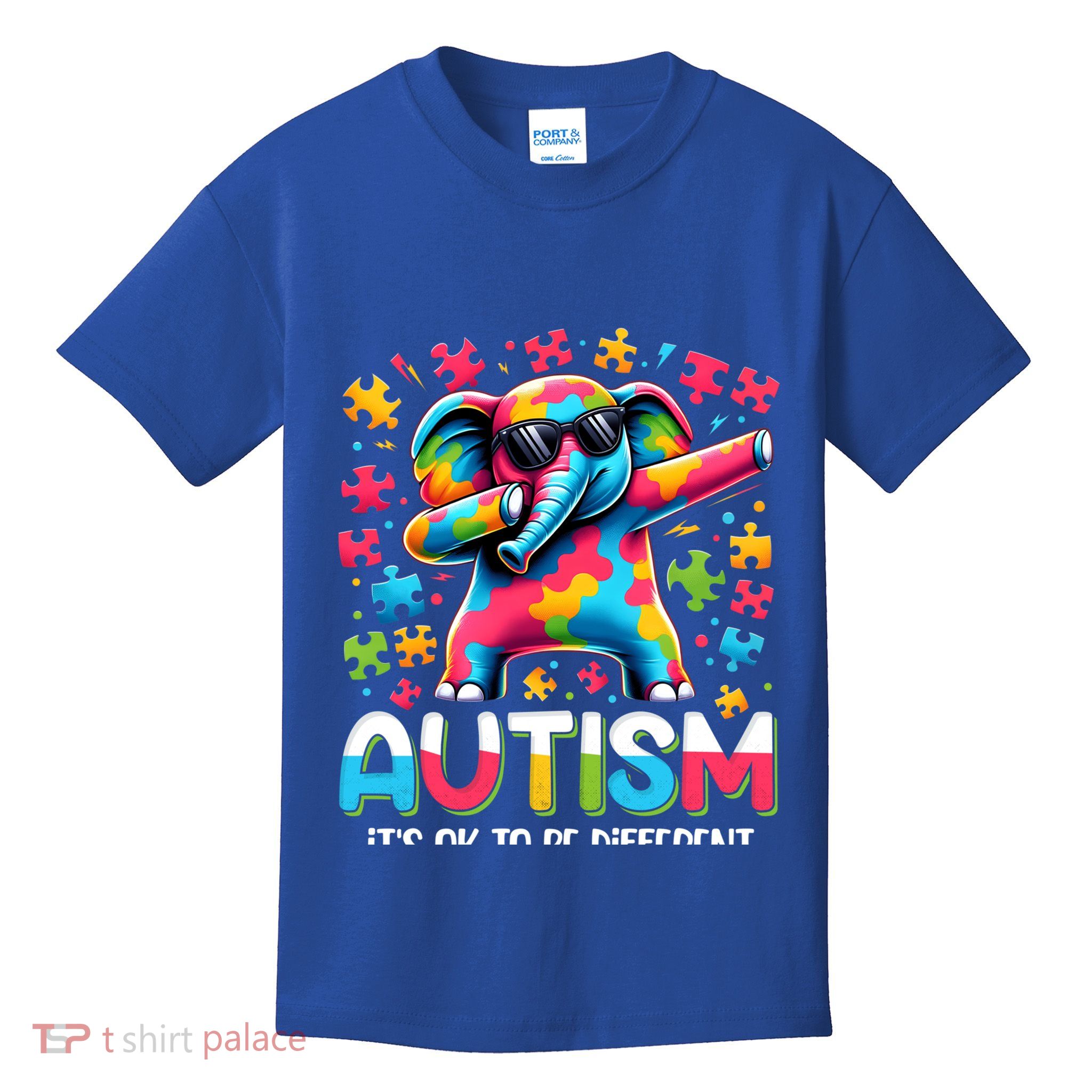 It’S Ok To Be Different Autism Awareness Dabbing Elephant Cute Gift Kids T-Shirt