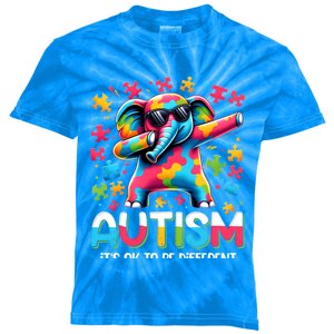 It’S Ok To Be Different Autism Awareness Dabbing Elephant Cute Gift Kids Tie-Dye T-Shirt