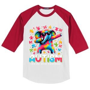 It’S Ok To Be Different Autism Awareness Dabbing Elephant Cute Gift Kids Colorblock Raglan Jersey