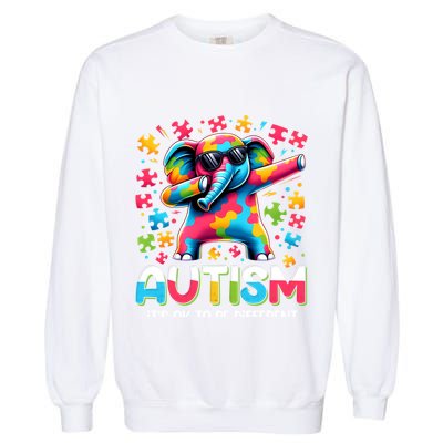 It’S Ok To Be Different Autism Awareness Dabbing Elephant Cute Gift Garment-Dyed Sweatshirt