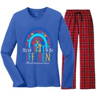 Its Ok To Be Different Autism Awareness Acceptance Gift Women's Long Sleeve Flannel Pajama Set 