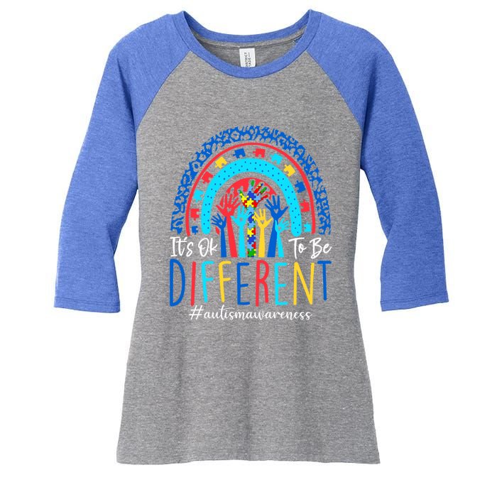 Its Ok To Be Different Autism Awareness Acceptance Gift Women's Tri-Blend 3/4-Sleeve Raglan Shirt