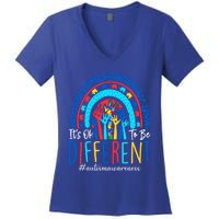 Its Ok To Be Different Autism Awareness Acceptance Gift Women's V-Neck T-Shirt