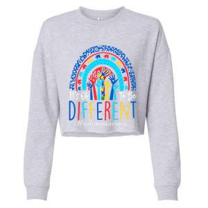 Its Ok To Be Different Autism Awareness Acceptance Gift Cropped Pullover Crew