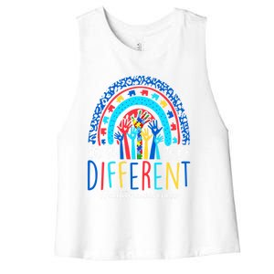 Its Ok To Be Different Autism Awareness Acceptance Gift Women's Racerback Cropped Tank