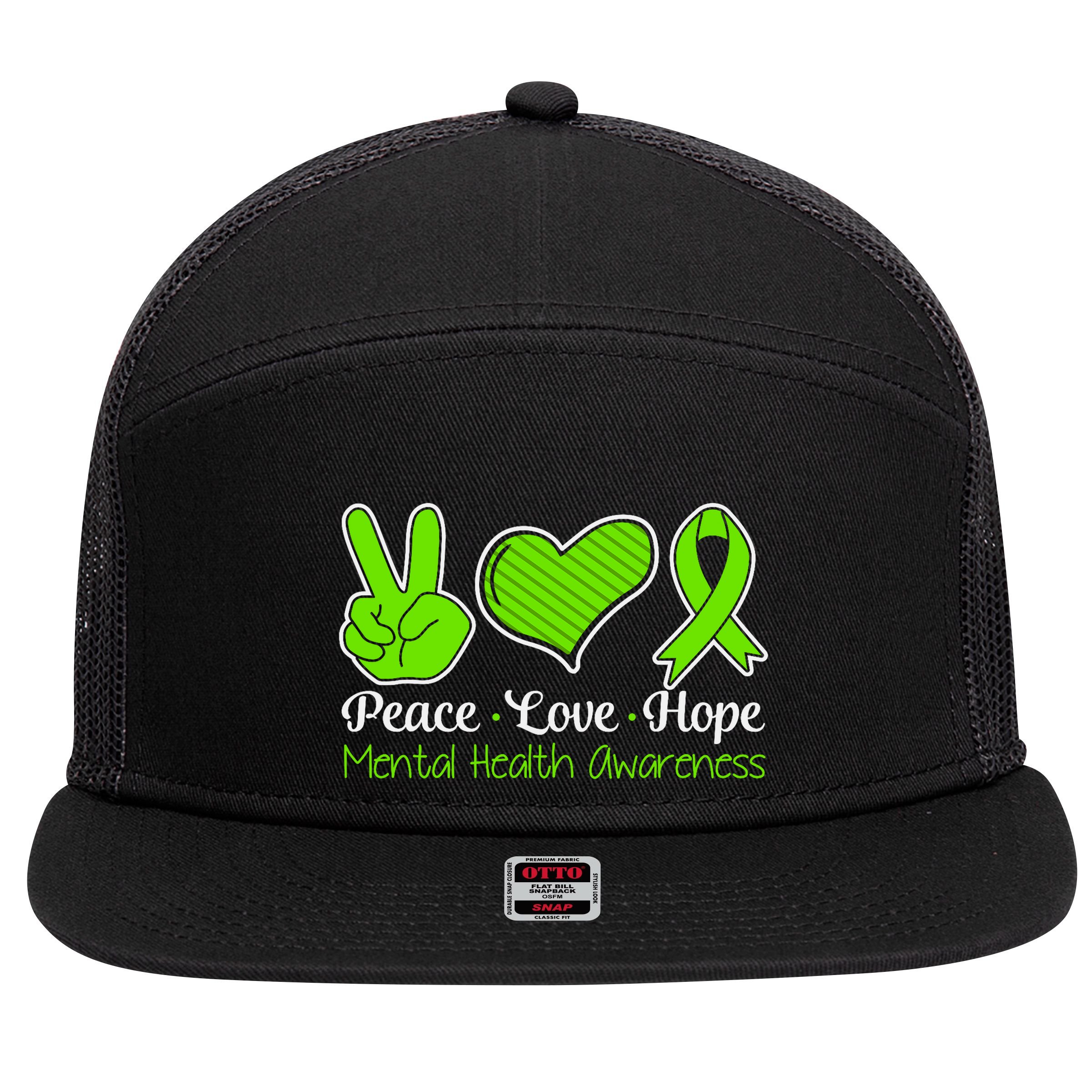 Its Okay To Not Be Okay Mental Health Awareness Ribbon 7 Panel Mesh Trucker Snapback Hat