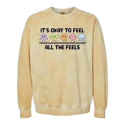 ItS Okay To Feel All The Feels Tal Health Colorblast Crewneck Sweatshirt