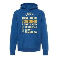 I Only Think About Jogging Funny Running Humor Runner Gift Premium Hoodie