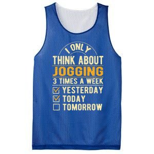 I Only Think About Jogging Funny Running Humor Runner Gift Mesh Reversible Basketball Jersey Tank