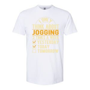 I Only Think About Jogging Funny Running Humor Runner Gift Softstyle CVC T-Shirt