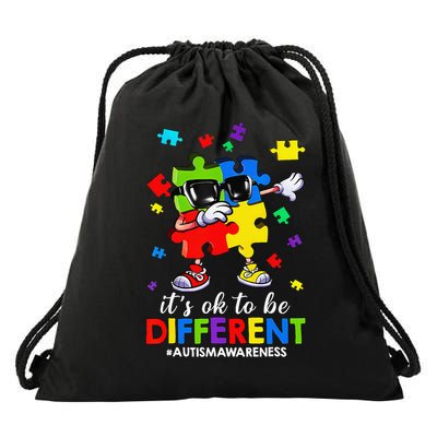 ItS Ok To Be Different Dabbing Puzzle Autism Awareness Drawstring Bag