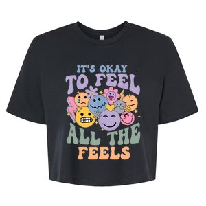 Its Ok To Feel All The Feels Mental Health Awareness Bella+Canvas Jersey Crop Tee