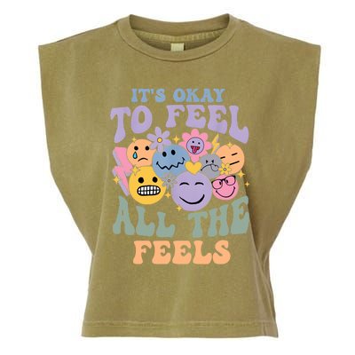 Its Ok To Feel All The Feels Mental Health Awareness Garment-Dyed Women's Muscle Tee