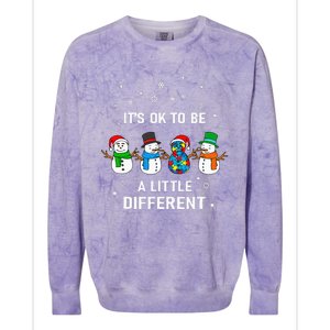 It's Ok To Be A Little Different Christmas Autism Tee Gift Colorblast Crewneck Sweatshirt