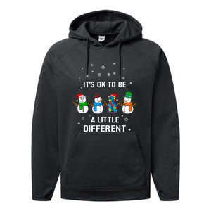 It's Ok To Be A Little Different Christmas Autism Tee Gift Performance Fleece Hoodie