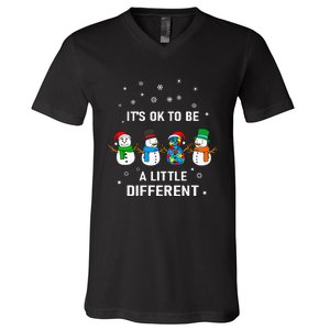 It's Ok To Be A Little Different Christmas Autism Tee Gift V-Neck T-Shirt