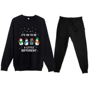 It's Ok To Be A Little Different Christmas Autism Tee Gift Premium Crewneck Sweatsuit Set