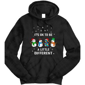 It's Ok To Be A Little Different Christmas Autism Tee Gift Tie Dye Hoodie