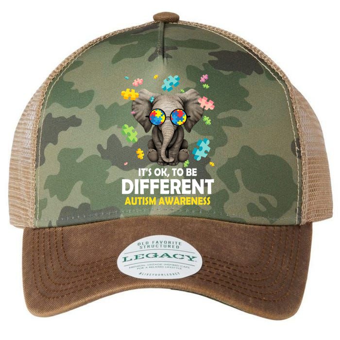 It's Ok To Be Different Elephant Autism Awareness Puzzle Meaningful Gift Legacy Tie Dye Trucker Hat