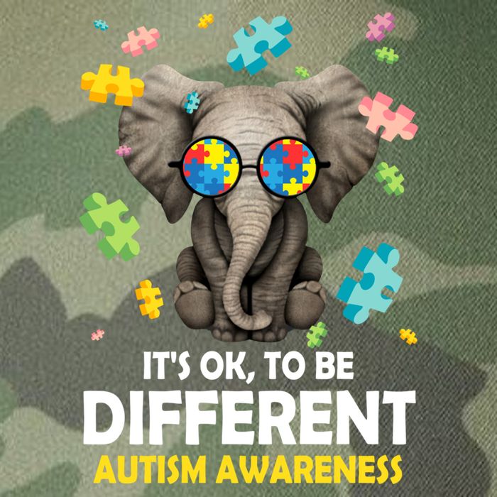 It's Ok To Be Different Elephant Autism Awareness Puzzle Meaningful Gift Legacy Tie Dye Trucker Hat