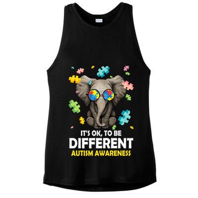 It's Ok To Be Different Elephant Autism Awareness Puzzle Meaningful Gift Ladies PosiCharge Tri-Blend Wicking Tank