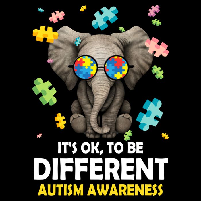 It's Ok To Be Different Elephant Autism Awareness Puzzle Meaningful Gift 7-Panel Snapback Hat