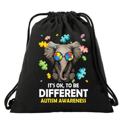 It's Ok To Be Different Elephant Autism Awareness Puzzle Meaningful Gift Drawstring Bag