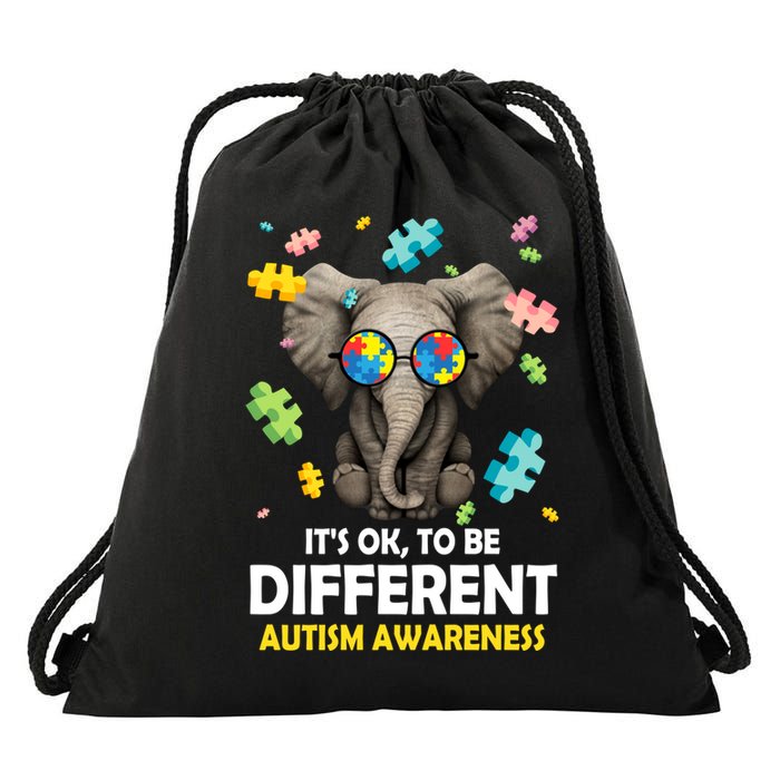 It's Ok To Be Different Elephant Autism Awareness Puzzle Meaningful Gift Drawstring Bag