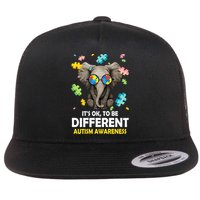 It's Ok To Be Different Elephant Autism Awareness Puzzle Meaningful Gift Flat Bill Trucker Hat