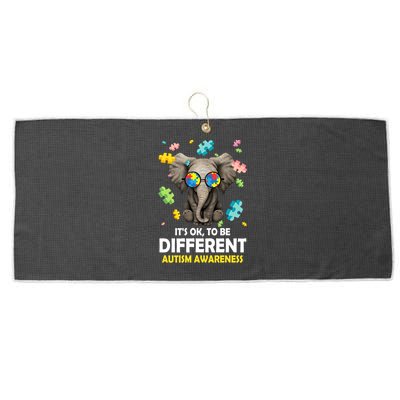 It's Ok To Be Different Elephant Autism Awareness Puzzle Meaningful Gift Large Microfiber Waffle Golf Towel