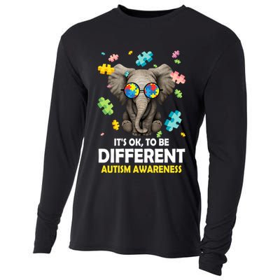 It's Ok To Be Different Elephant Autism Awareness Puzzle Meaningful Gift Cooling Performance Long Sleeve Crew