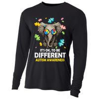 It's Ok To Be Different Elephant Autism Awareness Puzzle Meaningful Gift Cooling Performance Long Sleeve Crew