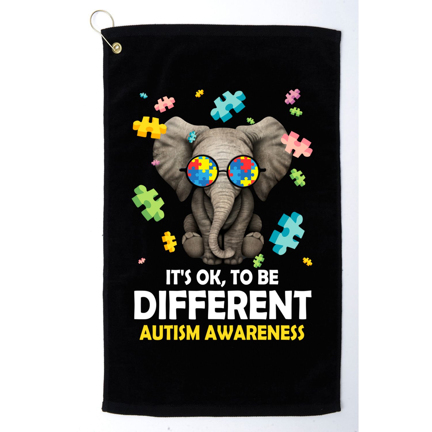 It's Ok To Be Different Elephant Autism Awareness Puzzle Meaningful Gift Golf Towel
