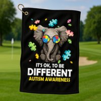 It's Ok To Be Different Elephant Autism Awareness Puzzle Meaningful Gift Golf Towel