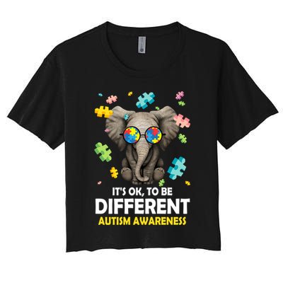 It's Ok To Be Different Elephant Autism Awareness Puzzle Meaningful Gift Crop Top