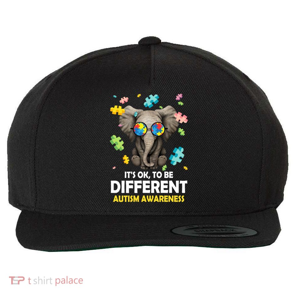 It's Ok To Be Different Elephant Autism Awareness Puzzle Meaningful Gift Wool Snapback Cap