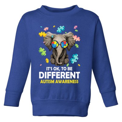 It's Ok To Be Different Elephant Autism Awareness Puzzle Meaningful Gift Toddler Sweatshirt