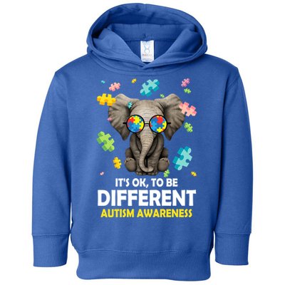 It's Ok To Be Different Elephant Autism Awareness Puzzle Meaningful Gift Toddler Hoodie