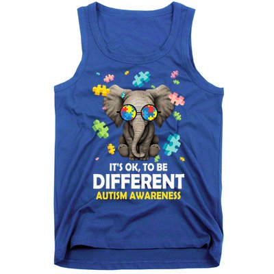 It's Ok To Be Different Elephant Autism Awareness Puzzle Meaningful Gift Tank Top